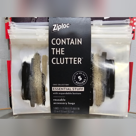 Ziploc contain the clutter Chic Collection reusable accessory bags 5 Pack - Picture 2 of 7